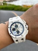 Audemars Piguet Replica Watches Royal Oak Offshore Chronograph 26402CB White Ceramic Rubber Strap 44mm - Image 4