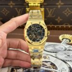 Audemars Piguet Copies Watches Royal Oak Openworked Yellow 15407 Skeleton Dial THB Factory 41mm