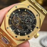 Audemars Piguet Copies Watches Royal Oak Openworked Yellow 15407 Skeleton Dial THB Factory 41mm - Image 6