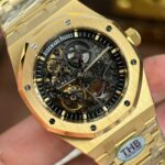 Audemars Piguet Copies Watches Royal Oak Openworked Yellow 15407 Skeleton Dial THB Factory 41mm - Image 5
