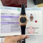 Audemars Piguet Royal Oak 15500OR Replica Watch Rose Gold Wrapped Black Leather Strap 41mm