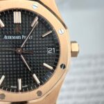 Audemars Piguet Royal Oak 15500OR Replica Watch Rose Gold Wrapped Black Leather Strap 41mm - Image 3