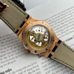 Audemars Piguet Royal Oak 15500OR Replica Watch Rose Gold Wrapped Black Leather Strap 41mm - Image 8