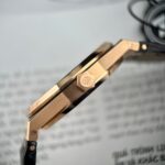 Audemars Piguet Royal Oak 15500OR Replica Watch Rose Gold Wrapped Black Leather Strap 41mm - Image 6