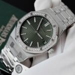 Audemars Piguet Royal Oak 15510ST Imitation Watches Green Dial Bezel Moissanite Diamonds 41mm - Image 4