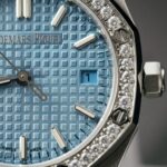 Audemars Piguet Royal Oak Replica Watch Ice Blue Dial Bezel Diamonds Moissanite 34mm - Image 5