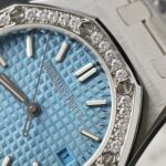 Audemars Piguet Royal Oak Replica Watch Ice Blue Dial Bezel Diamonds Moissanite 34mm - Image 4