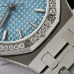 Audemars Piguet Royal Oak Replica Watch Ice Blue Dial Bezel Diamonds Moissanite 34mm - Image 6