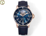 Blancpain Fifty Fathoms Tourbillon 8 Jours Replica Watch Rose Gold Blue Dial YS Factory 45mm