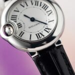 Cartier Ballon Bleu Women-s Replica 11 Watch White Dial Black Leather Strap 28mm - Image 5
