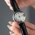 Cartier Ballon Bleu Women-s Replica 11 Watch White Dial Black Leather Strap 28mm