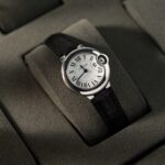 Cartier Ballon Bleu Women-s Replica 11 Watch White Dial Black Leather Strap 28mm - Image 3