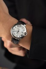 Cartier Ballon Bleu Replica 1:1 Watch White Dial Leather Strap 36mm - Image 6