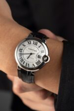 Cartier Ballon Bleu Replica 1:1 Watch White Dial Leather Strap 36mm - Image 5