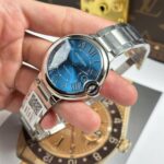 Cartier Ballon Bleu Copies Watches Blue Dial Metal Wire AF Factory 40mm - Image 4
