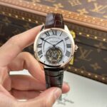 Cartier Drive Tourbillon Replica Watch Dial Guiloche Motif Leather Strap 41mm