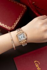 Cartier Panthere WJPN0009 Rose Gold Replica Watches Bezel Diamonds Moissanite 27x37mm - Image 6