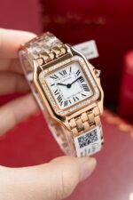 Cartier Panthere WJPN0009 Rose Gold Replica Watches Bezel Diamonds Moissanite 27x37mm - Image 4