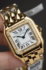 Cartier Panthere WJPN0015 White Dial Replica Watch Bezel Diamonds Moissanite 27x37mm - Image 6