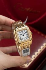 Cartier Panthere WJPN0015 White Dial Replica Watch Bezel Diamonds Moissanite 27x37mm