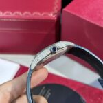 Cartier Santos Replica Watch Blue Dial Custom Moissanite Diamonds 39.8mm - Image 5