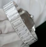 Cartier Santos Green Dial Copies Watch Custom Diamonds Moissanite BV Factory 39.8mm - Image 10