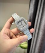 Cartier Santos Arabic Numeral Best Replica Watch Moissanite Diamonds Hong Kong 39.8mm - Image 6