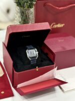 Cartier Santos Replica 1:1 Watch Rubber Blue Strap BV Factory 39.8mm