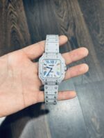 Cartier Santos Replica Watch Full CZ Metal Wire 39.8mm