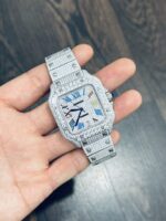 Cartier Santos Replica Watch Full CZ Metal Wire 39.8mm - Image 3