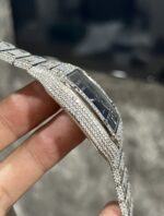 Cartier Santos Best Replica Watch Custom Moissanite Diamonds Blue Dial 39.8mm - Image 5