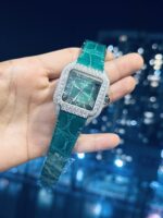 Cartier Santos With Green Moissanite Replica Watch 39.8mm - Image 4