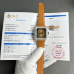 Cartier Santos Dial Brown Replica Watches Custom Diamonds Moissanite BV Factory 39.8mm