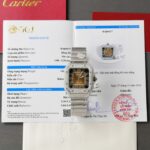 Cartier Santos Brown Dial Replica Watches Custom Moissanite Diamonds Metal Wire BV Factory 39.8mm