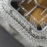 Cartier Santos Brown Dial Replica Watches Custom Moissanite Diamonds Metal Wire BV Factory 39.8mm - Image 6