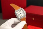 Cartier Santos White Dial Replica Watch Custom Diamonds Moissanite BV Factory 39.8mm - Image 8
