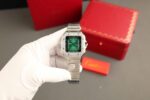 Cartier Santos Green Copies Watch Custom Diamonds Moissanite BV Factory 39.8mm - Image 3