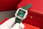 Cartier Santos Green Copies Watch Custom Diamonds Moissanite BV Factory 39.8mm - Image 7