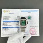 Cartier Santos Green Copies Watch Custom Diamonds Moissanite BV Factory 39.8mm