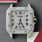 Cartier Santos Women Copies Watches Full Moissanite Diamonds Custom 35mm - Image 3