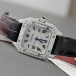 Cartier Santos Women Copies Watches Full Moissanite Diamonds Custom 35mm - Image 4