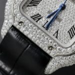 Cartier Santos Women Copies Watches Full Moissanite Diamonds Custom 35mm - Image 5
