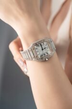 Cartier Santos Replica Watch With Full Diamond Moissanite Hong Kong 35mm - Image 5