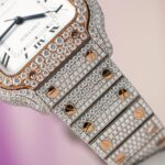 Cartier Santos Replica Watch With Full Diamond Moissanite Hong Kong 35mm - Image 8