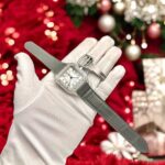 Cartier Santos Women White Dial Replica Watches Diamonds Moissanite Custom BV Factory 35mm