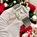 Cartier Santos Women White Dial Replica Watches Diamonds Moissanite Custom BV Factory 35mm - Image 3