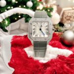 Cartier Santos Women White Dial Replica Watches Diamonds Moissanite Custom BV Factory 35mm - Image 2