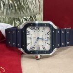 Cartier Replica Watch Santos White Dial Rubber Strap BV Factory 39.8mm