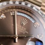 Rolex Day-Date Best Replica Watch Gold Wrapped + Diamonds Moissanite Baguette 36mm - Image 6