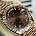 Rolex Day-Date Best Replica Watch Gold Wrapped + Diamonds Moissanite Baguette 36mm - Image 5